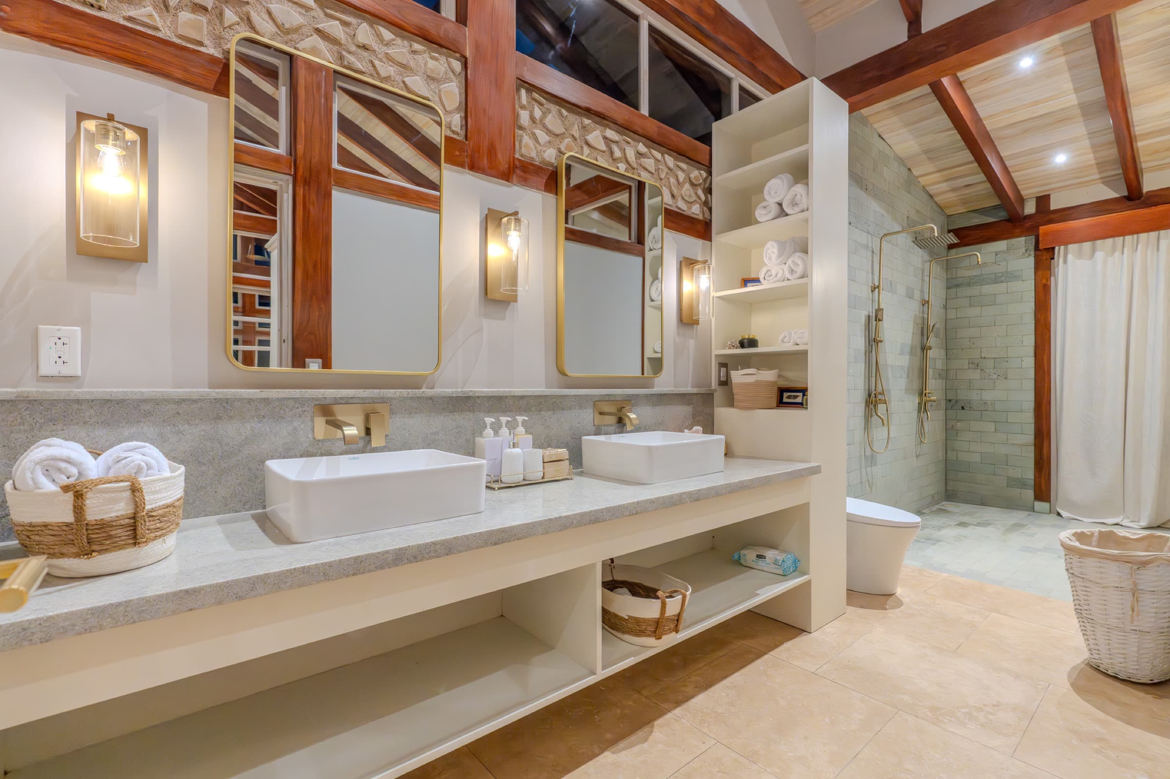 Open living space inside The Ledge Villa at Hacienda Chinampas